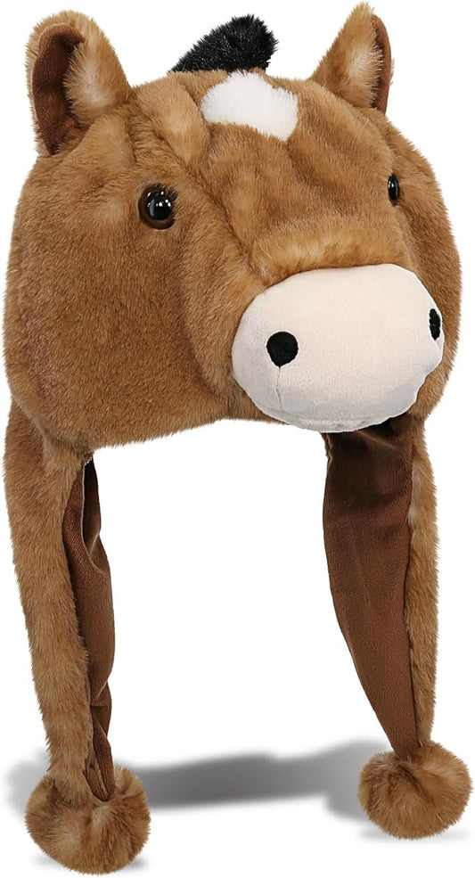 DolliBu Plush Hat – Super Soft Fleece Stuffed Animal Beanie with Ear Flaps, Cozy Warm Winter Hat for Kids – One Size
