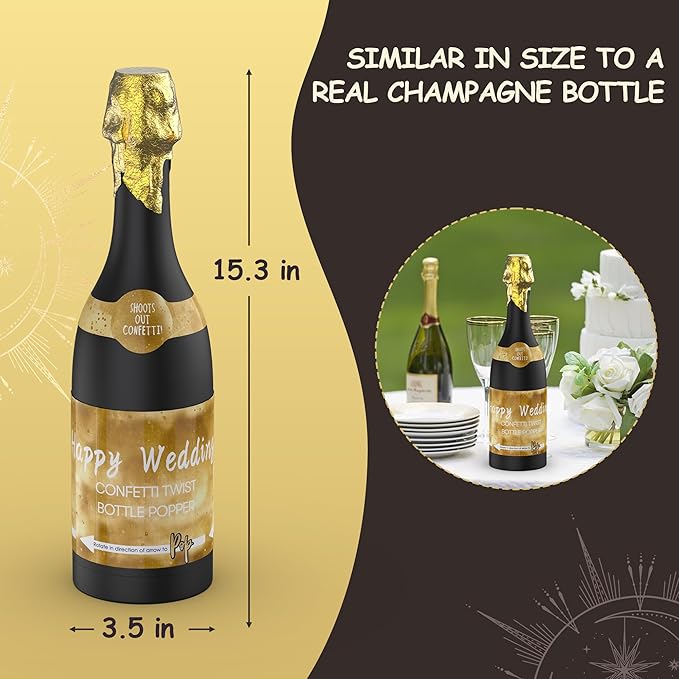 POPUPARTY Champagne Bottle Party gold confetti Popper - 15.3'' (1 Pc.) - for Birthday, graduation，Celebration, Wedding, New Year, Party Decoration
