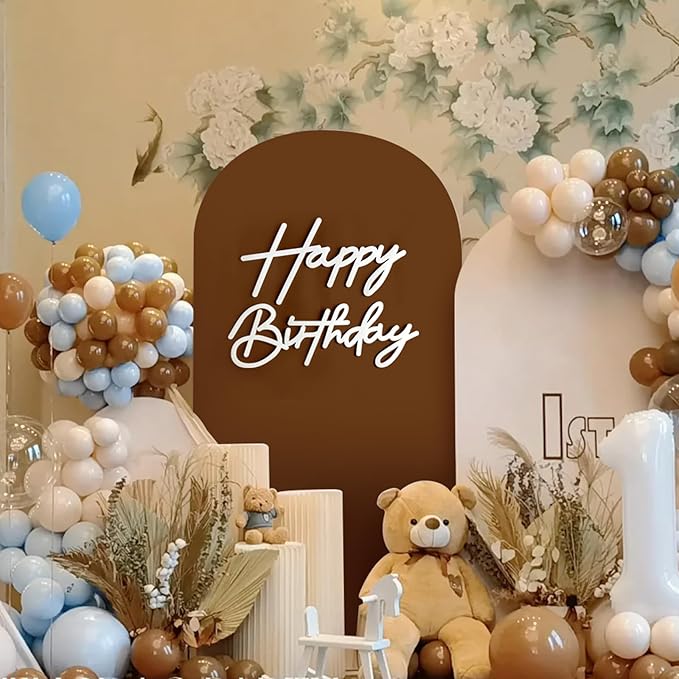 Happy Birthday Sign for Arch Backdrop - Felt Happy Birthday Letter Sign for Balloon Banner Party Backdrop Girls Boys Birthday Background for Baby Shower Photography Wall Decorations - White