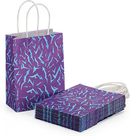 Zhoeybubi 12Pcs K-D-Hunters Party Favors Bags, Purple Demon Energy pattern Candy Goodie Bag for Girls Birthday Decorations Party Supplies, Small Kraft Paper Gift Bags with Handles