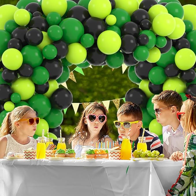 Green Black Balloon Garland Arch Kit - Dark Green, Lime Green Black Balloons for Soccer Camo Video Gamer Jungle Birthday Baby Shower 2026 Graduation Prom Party Decorations
