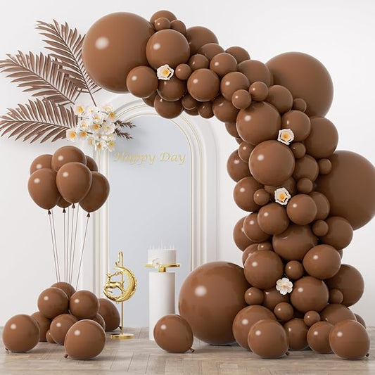 Voircoloria 130pcs Brown Balloons Different Sizes 18" 12" 10" 5" Dark Brown Party Latex Balloons for Birthday Baby Shower Gender Reveal Graduation Wedding Anniversary Party Decorations