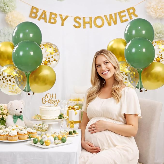 4 Sets Balloon Stand Kits, Balloon Sticks Holder with Base for Table Green and Gold Party Decorations for Men's Women's Birthday Wedding Gender Reveal Baby Shower Graduation Decorations 2026