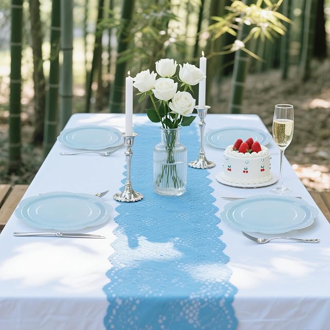 30 Pack Blue Paper Plates 9 Inch, Disposable Scalloped Plates Cake Dessert Plate for Dinner Baby Shower Wedding Bridal Shower Birthday Party Supplies (Blue, 9 inch)