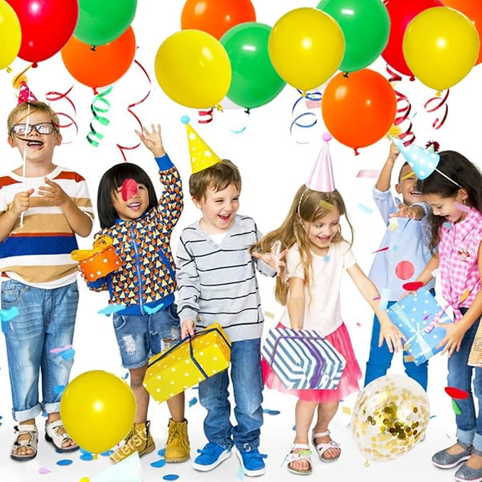 Red, Yellow, Green, Orange Balloons Set - 117PCS Rainbow Balloon Red Green Orange Balloons for Back To School Birthday Baby Shower Graduation Party Decorations
