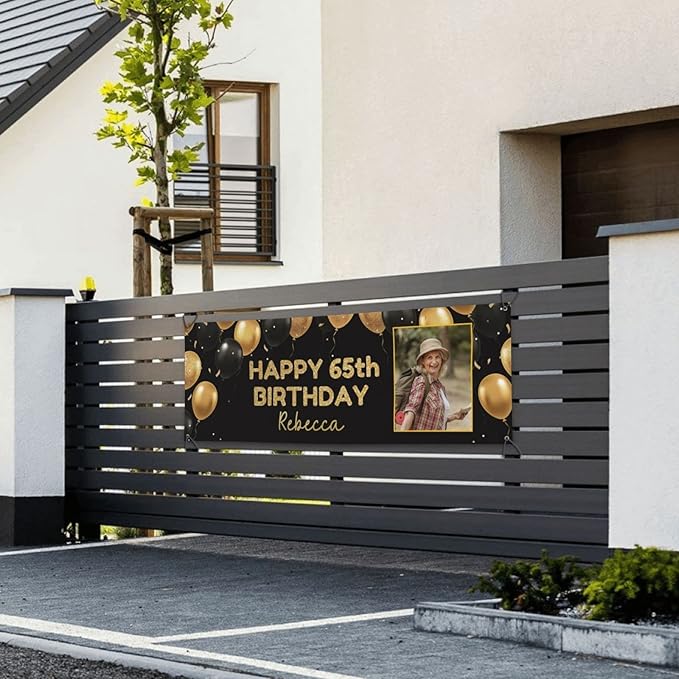 Happy Birthday Banner Personalized Name Photo Age Custom Birthday Banners and Signs Customize for Birthday Party Decoration 6'x2'