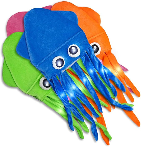 FlashingBlinkyLights Set of 4 Flashing Light Up Silly Squid Hats