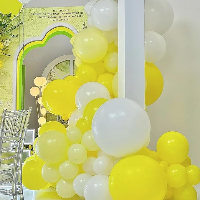 Voircoloria 130pcs Pastel Yellow Balloons Different Sizes 18" 12" 10" 5" Light Yellow Latex Balloon Garland Arch Kit for Birthday Baby Shower Graduation Wedding Gender Reveal Party Decorations