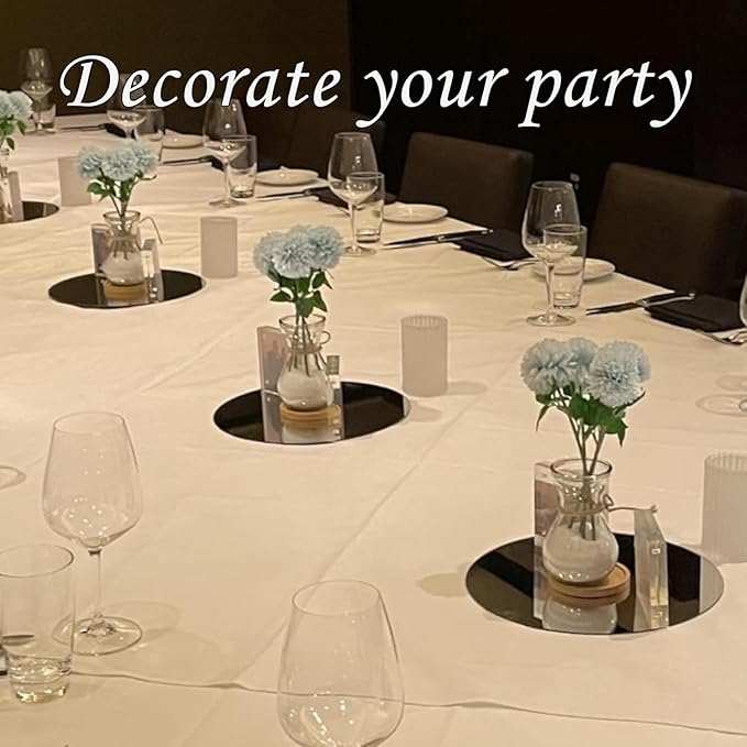 10" Round Mirror Centerpieces for Tables Decorations, 10 Pack Acrylic Circle Mirror Tray Candle Plate 2mm Thickness Mirror Centerpiece Table Decorations for Wedding Decorations Party, Wall Decor