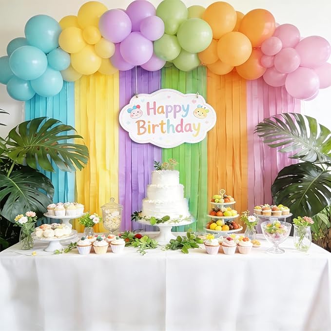 Oubest Pastel Crepe Paper Streamers 6 Rolls, 3" x 50ft Each, Colorful Streamers Party Backdrop Decorations for Birthday, Baby Shower, Wedding, Bachelorette Party, Bridal Shower, Christmas, DIY Crafts