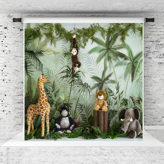 Kate 10x10ft Jungle Animal Backdrop Cartoon Forest Animals Photography Background Children Birthday Party Banner