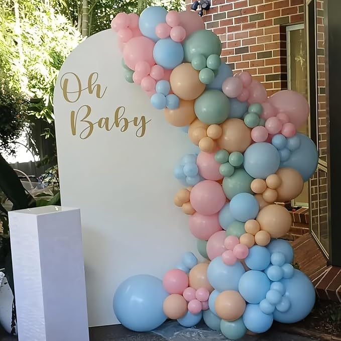 Pink Blue Green Balloons 12inch 60pcs Pale Pink Beige Light Pastel Blue White Sand Dusty Green Helium Latex Balloon Arch Boho Birthday Garden Tea Goose Party Decorations Bridal Baby Shower Wildflower