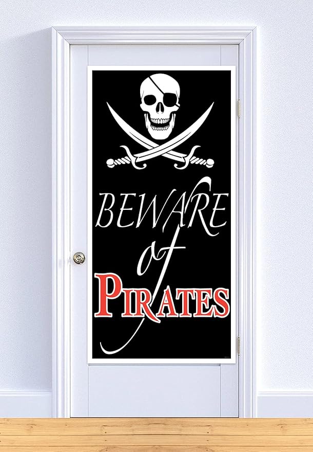Beistle Beware of Pirates Door Cover,Black/White/Red (Pack of 2)