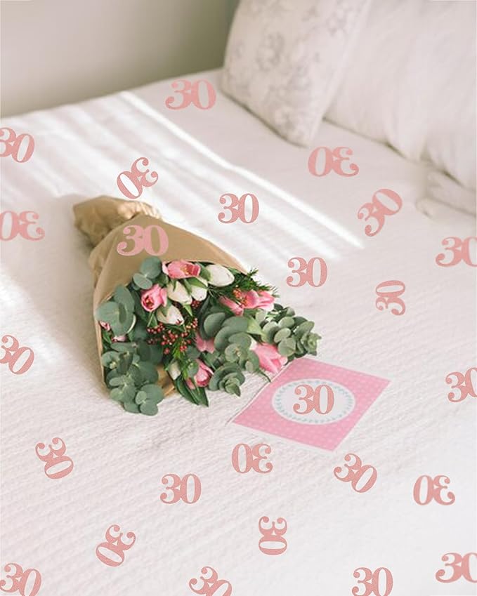 30th Happy Birthday Confetti Decorations - Number 30 Rose Gold Table Confetti for 30th Birthday, 30th Anniversary Wedding Party Supplies