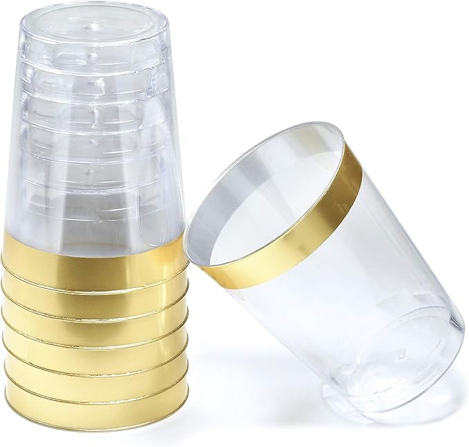 " OCCASIONS " 320pcs set (40 Guests)-Wedding Party Disposable Plastic Plate Set -40 x 10.25'' + 40 x 7.5'' + Silverware + Cups + Napkins (Scalloped in White/Blush & Gold)