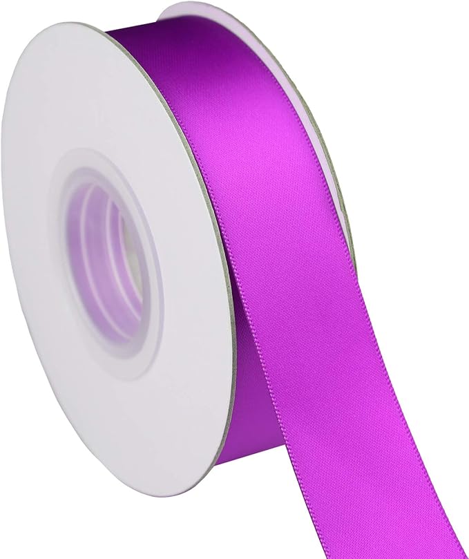 ITIsparkle 1" Inch Double Faced Satin Ribbon 50 Yards-Roll Set for Gift Wrapping Scrap Books Party Favor Hair Braids Baby Shower Decoration Floral Arrangement Craft Supplies, Purple Ribbon