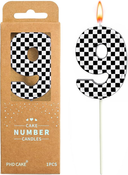PHD CAKE 2.76 Inch Number 9 Racing Birthday Candles, Cool Racing Themed Number Candles, Cake Number Candles, Party Celebration, Style Candle