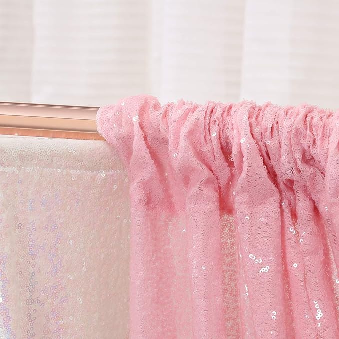 Juya Delight 6ft x 8ft Pink Sequin Photography Backdrop Curtain for Party Banquet Festival Wedding Anniversary Exhibition