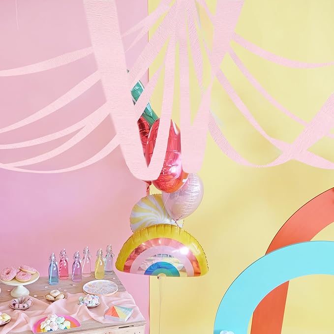 8 Rolls Pink Crepe Paper Streamers Party Streamers Photo Booth Streamers for Girls Birthday Baby Shower Wedding Princess Party Supplies（Total 656ft, 1.8Inch x 82Ft/Roll）