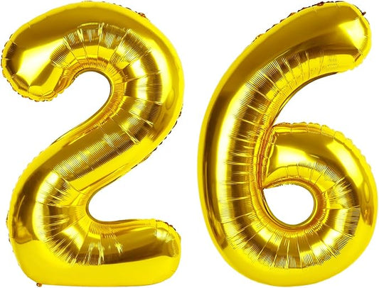 26 Number Balloon Gold, Foil Happy 26th Birthday Balloon for Men & Women,40 Inch Large Balloons for 2 6 26 62 2026 Wedding Marriage Proposal Engagement Decorations