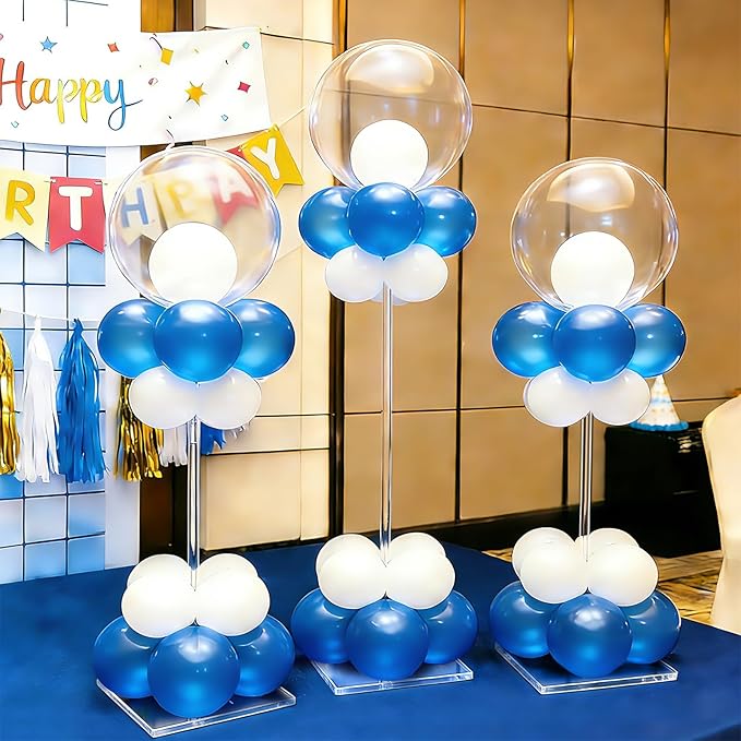 6 Pack Clear Acrylic Balloon Stand Kit, 23.6 Inch Reusable Balloon Sticks Holder with Base Perfect for Tabletop Centerpiece Party Event Decorations (23.6" 6 Pack)