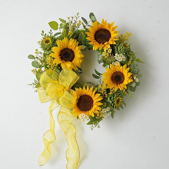 HUIHUANG Yellow Wired Ribbon 2-1/2 inch Crinkle Metallic Yellow Wire Ribbon for Lemon Wreaths Bows Making DIY Crafts Holiday Home Fall Sunflower Decor - 10 Yards