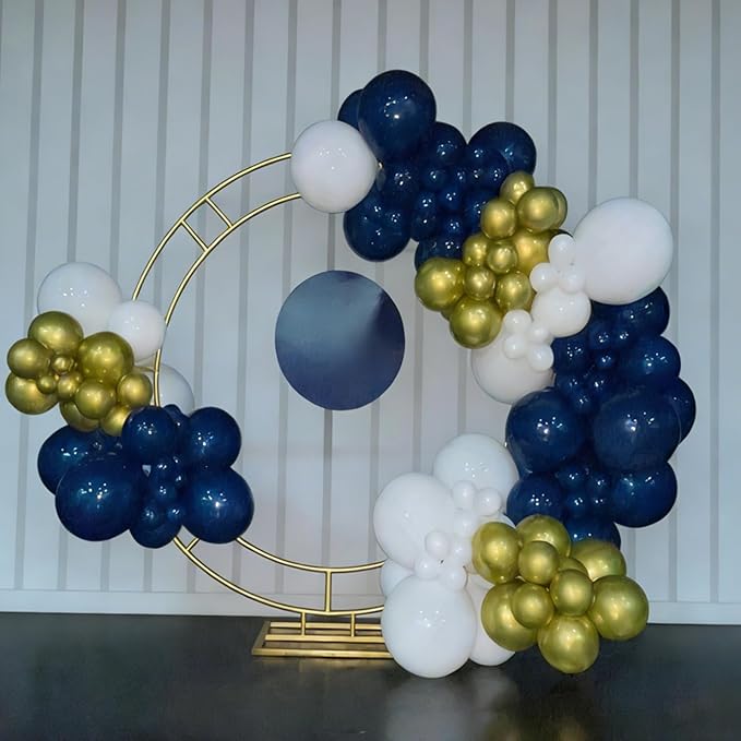 Blue and Gold Balloons Garland Arch Kit, Navy Blue and Gold Confetti Balloons for Class 2026 Graduation, Birthday, Retirement, Anniversary, Baby Shower Party Decorations