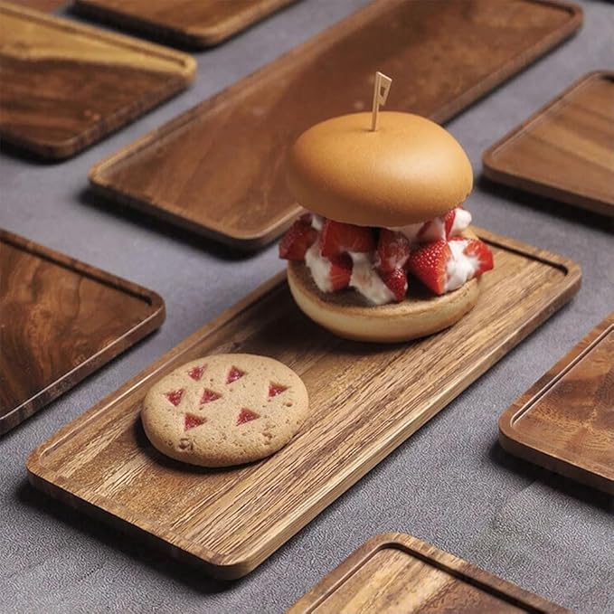 13.8 Inch Solid Wood Serving Platters and Trays of Natural Acacia Wood Log Charcuterie Boards,Cheese Board (3)