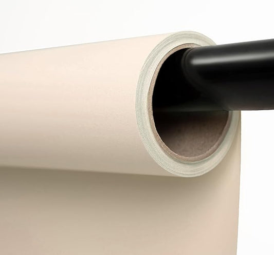 Kate Seamless Paper Backdrop Beige Cream Paper Backdrop for Photoshoot (86''x32.8' Ivorine)