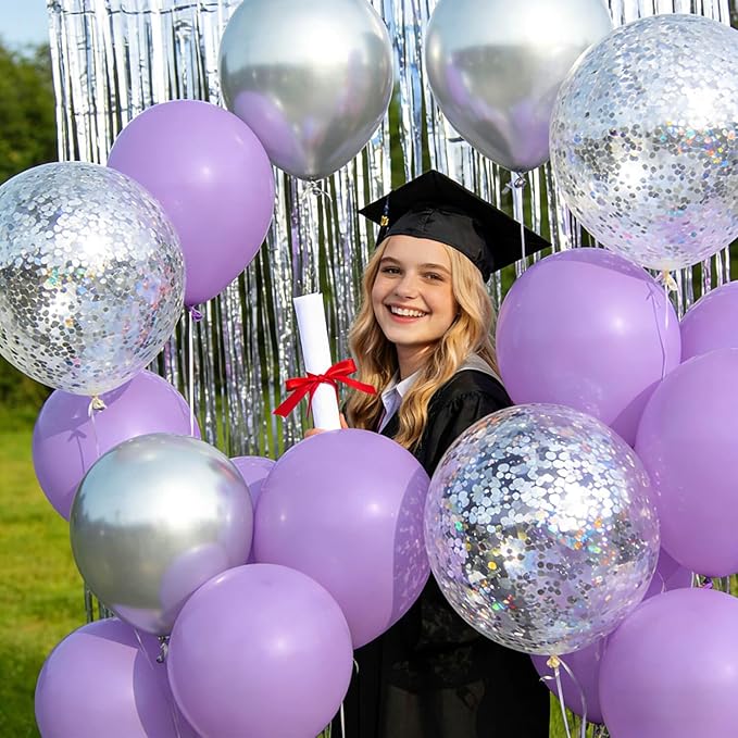 110pcs Pastel Purple Balloon 12 Inch, Pastel Purple Latex Balloons for Birthday Party Baby Shower Wedding(with 2 Ribbons).