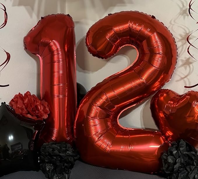 40 inch Number Balloon 0-9 Red Large Number 3 Balloons,Digital Balloons for Birthday Party Celebration Decorations Supplies, Helium Foil Number Balloons for Wedding Anniversary