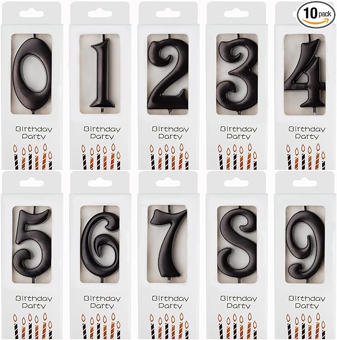 PHD CAKE 10-Count 0-9 Black Number Birthday Candles, Number One Birthday, Black Number Candles, Party Celebration, Baby Showers
