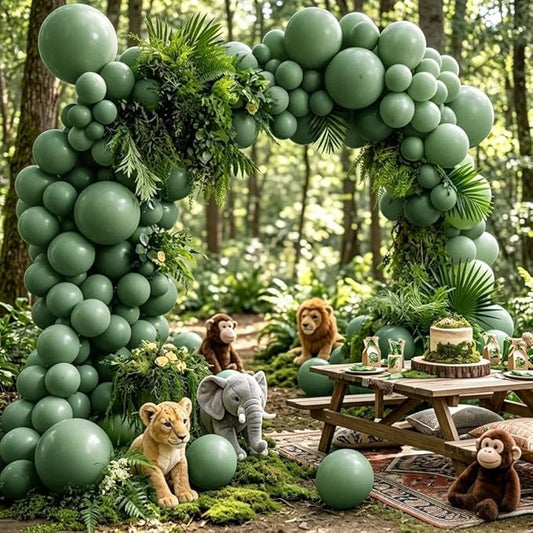Pastel Green Balloon Garland Kit Different Sizes Double Stuffed Balloons Latex Sage Balloon Jungle Green Arch For Birthday Safari Baby Shower Gender Reveal Bridal Boho Party