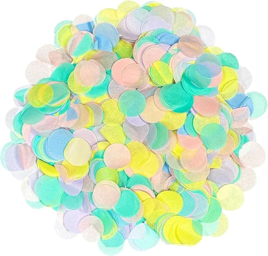 Ultimate Confetti, Pastel Multicolor Biodegradable Confetti Circles - Flame-Resistant and Slow-Falling Tissue Paper Confetti for Cannon and Launcher use – Best for Celebrations - 1 lb, 16 oz