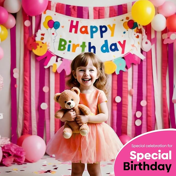 12 Pink Streamers, 984ft Pack of Pink Crepe Paper Rolls for Decorations, Birthday Streamer, Party Streamers for Bachelorette Decorations (1.8 inch x 82 ft/Roll)