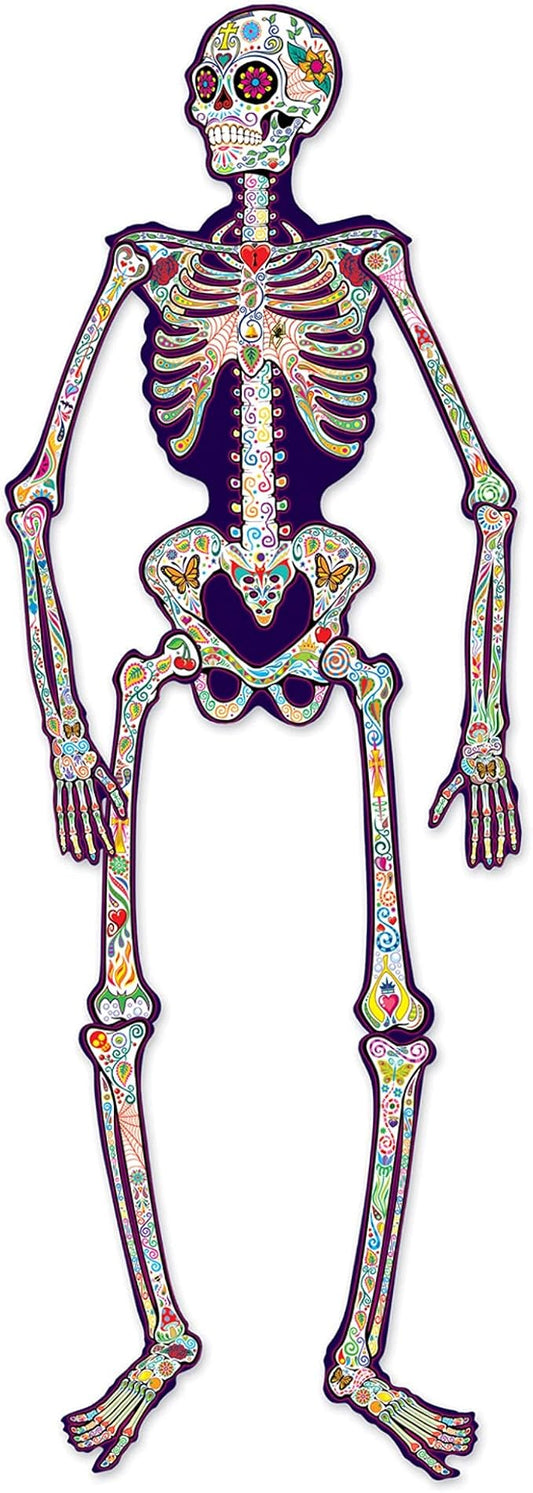 Halloween Sugar Skull Skeleton Jointed Cutout, 4.58' - 1 Pc.