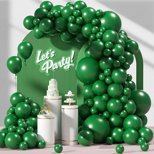 Awenztech 120pcs Dark Green Balloon Arch Kit, 18 12 10 5 inch Green Latex Balloons Different Sizes Dark Green Balloon Garland for Jungle Tropical Safari Birthday Party Decorations