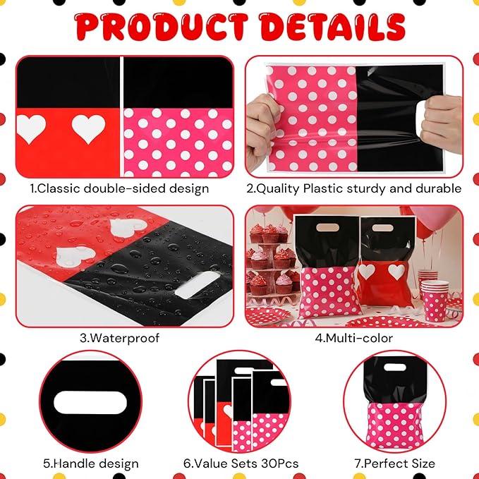 Eccliy 30 Pcs Cartoon Mouse Theme Party Favor Bags Mouse Candy Snack Treat Gift Bags For Birthday Party Decoration Supplies