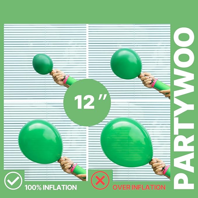 PartyWoo Green Balloons 66pcs 12 Inch Light Lime Dark Emerald Hunter Forest Metallic Green Gold Confetti Balloons for Baby Shower Wedding Engagement Jungle Woodland Birthday Party Decorations