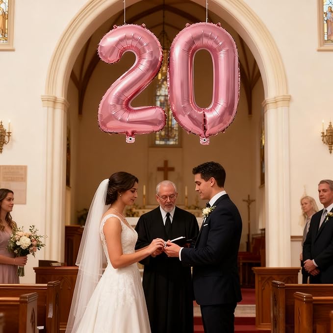 Pink Number 20 Balloons 40 Inch Giant Pink 20 Foil Mylar Balloons for 20th Birthday Anniversary Events Party Decorations