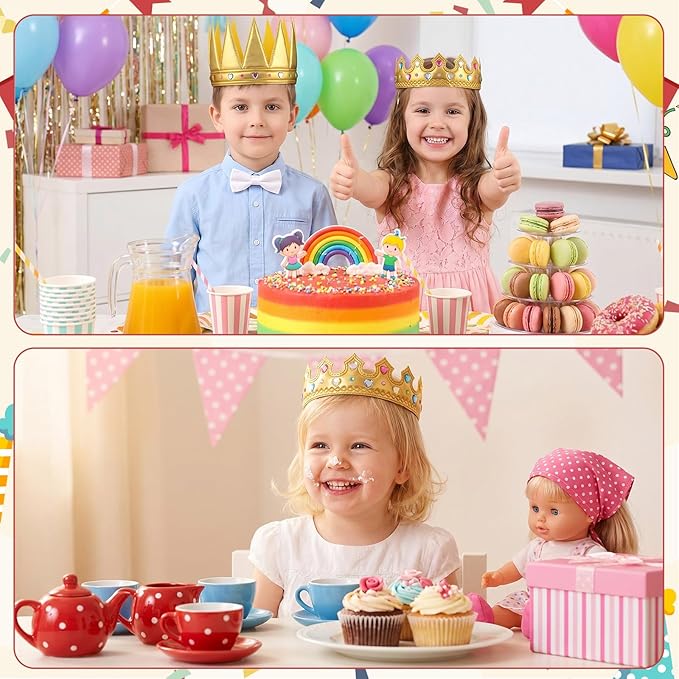 Yaomiao 66 Pieces Foam Princess Tiaras DIY Crowns Kids Party Favors Craft Girls Crystal Diamond Sticker Making Your Own Tiara(66 Pcs,Gold,Cute Style)