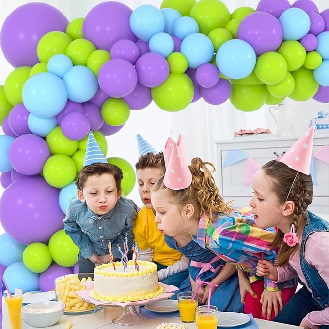 Lime Green Purple Blue Balloon Garland Arch - Purple Balloons Lime Green Blue Balloons for Birthday Baby Shower Wedding Graduation Wedding Party Decorations
