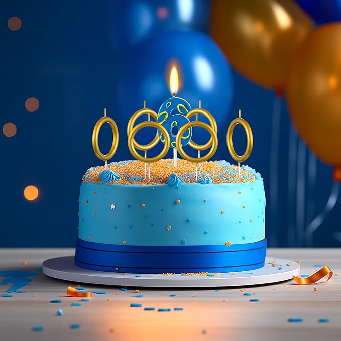 Conelist 7 Pcs Gold Ring Birthday Candles Number Candle Cake Topper Cartoon Characters Themed Candle for Wedding Anniversary Valentine's Day Birthday Party Decorations Supplies(Number 6)