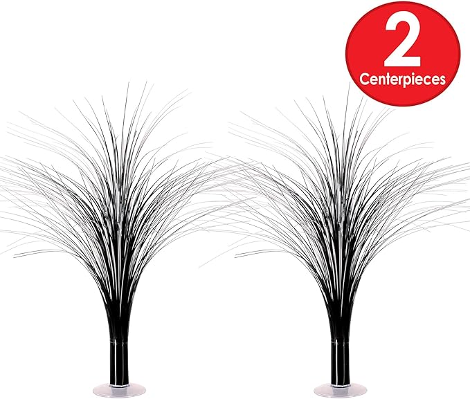 Beistle 2-Pack Metallic Spray Centerpiece, Sleek Black Decoration for New Years, Awards Night, & Birthday Parties, Table Decor for Special Events, 19”
