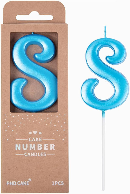 PHD CAKE 2.76 Inch Elegant Blue 8 Number Birthday Candles, Blue Number Candles, Cake Number Candles, Party Celebration