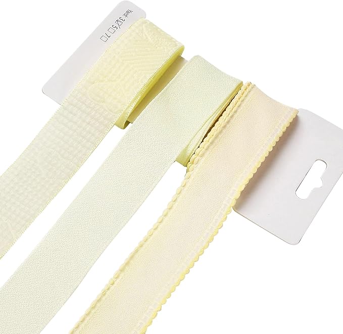 BEEFLYING 3 Styles Yellow Wire Edged Ribbons for Gift Wrapping, 25~28mm×2.7m Fabric Ribbons Strip Ribbons for Wedding Party Decoration Hair Bows Flower Bounquet Sewing and Craft, 9 Yards