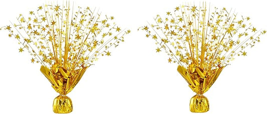 2 Pack Metallic Foil Spray Centerpiece Stars for Wedding, Birthday, Anniversary, Christmas Table Decor, Holiday Festival Baby Shower Graduation Mantle Party Decorations (Gold)