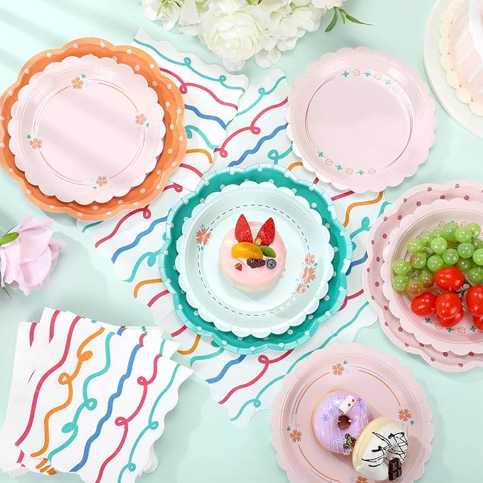 144 Pcs 48 Guests Italian Summer Party Plates and Napkins Italian Summer Paper Plates Napkins Last Toast Coast Disposable Tableware for Bachelorette Baby Bridal Shower Tea Party Supplies