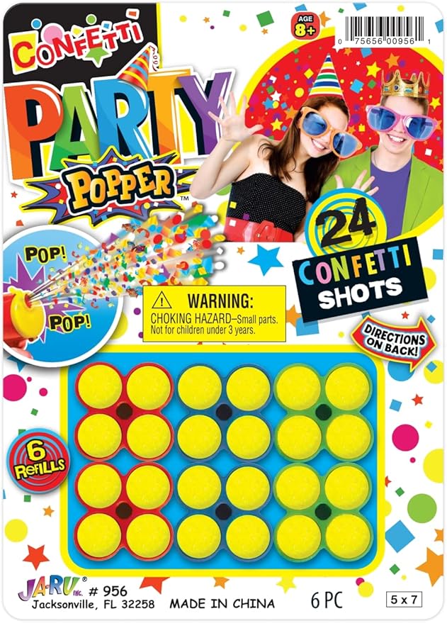 JA-RU Confetti Gun Refills (144 Pack, 24 Shots Each) For Party Poppers Confetti Shooters. Wedding Send Off Ideas, Gender Reveal Ideas, New Years Eve Party Supplies. 955-144s