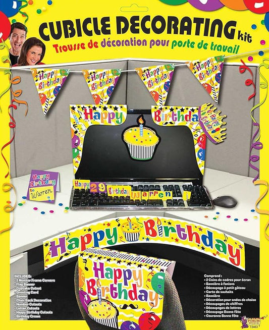 Forum Novelties Office Cubicle Decorating Kit, Yellow Birthday